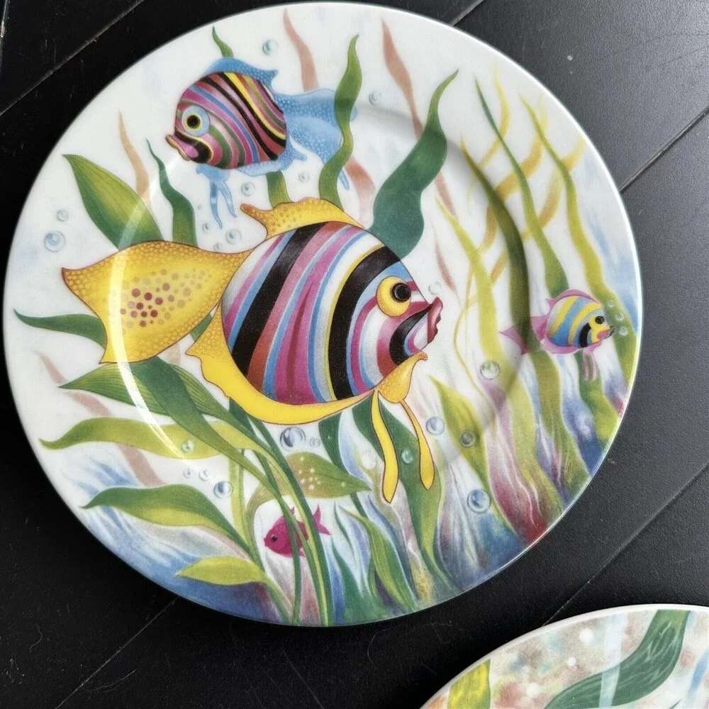 Email de Limoges Marino l. Godinger Tropical Fish Set of 2 Plates